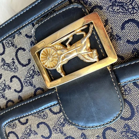 Authentic vintage Celine black macadam house carriage shoulder bag - Picture 7 of 13